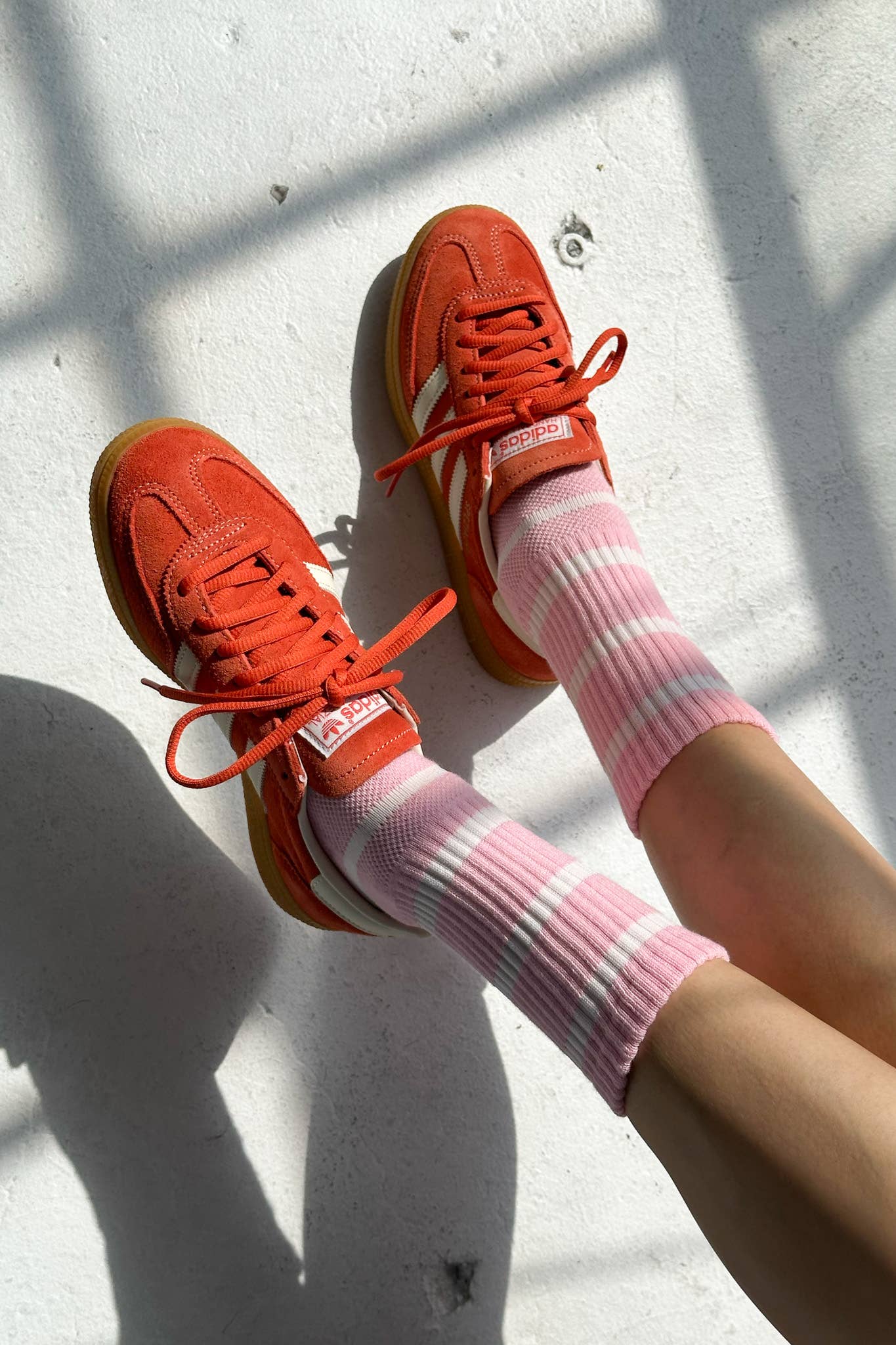 Boyfriend Socks, Pink White Stripe