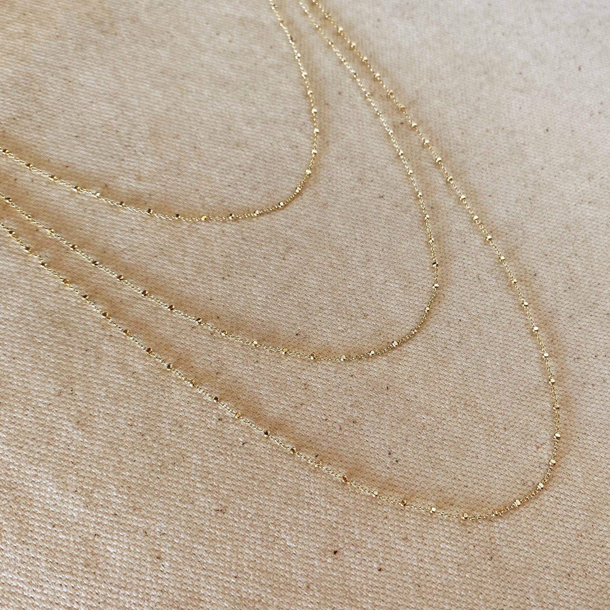 1mm Spaced Beaded Chain, 18k Gold Filled