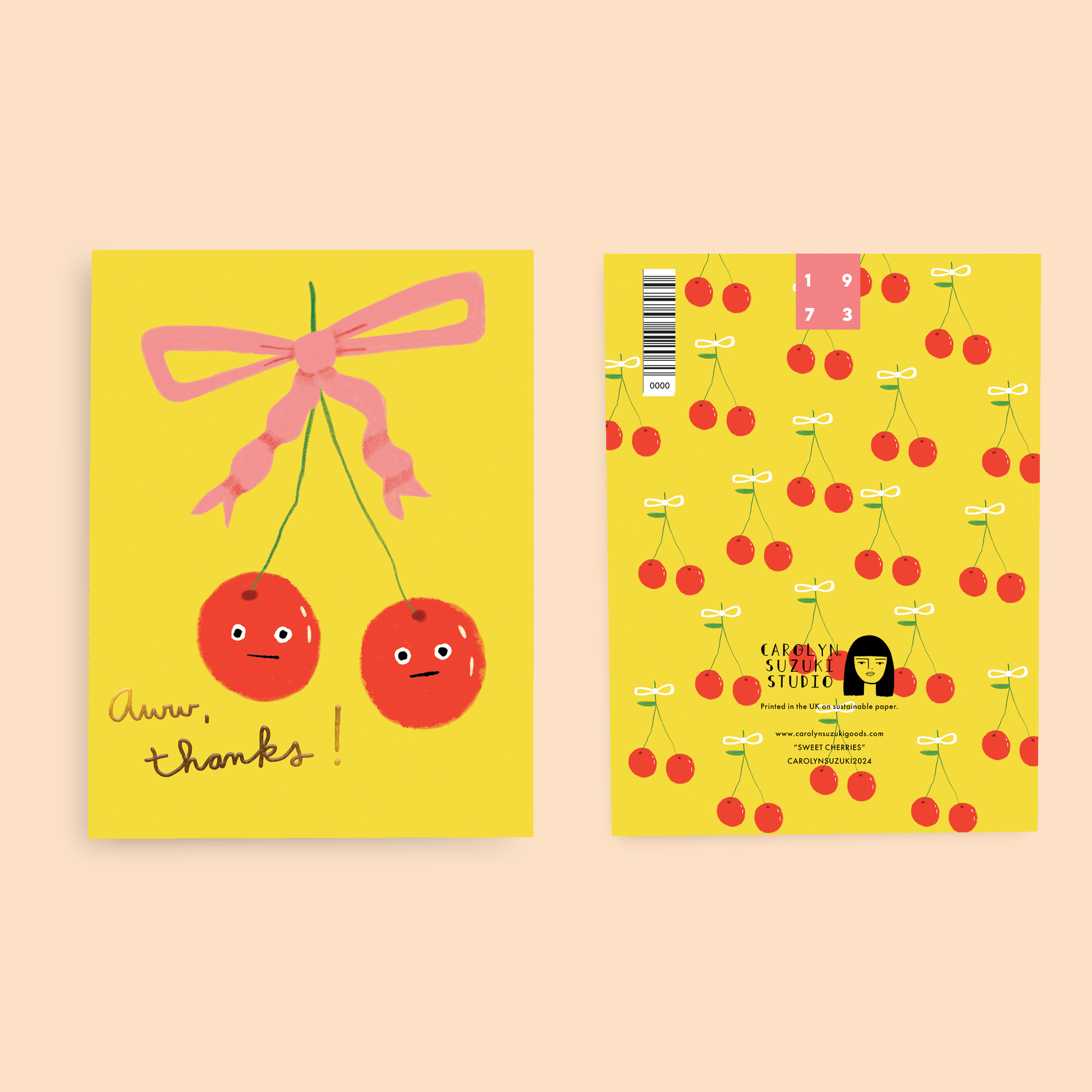 Sweet Cherries Thank You Card