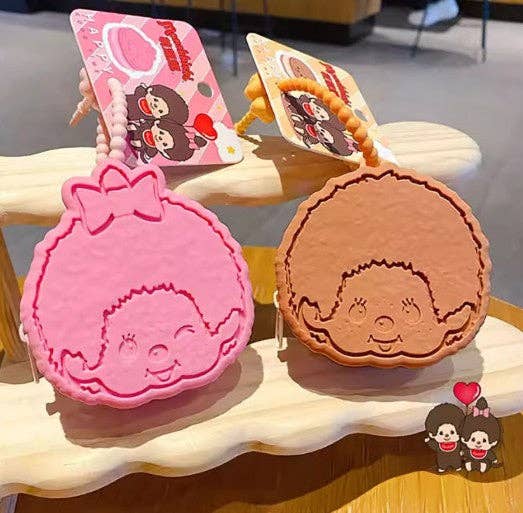 Monchhichi Cookie Mini Pouch Keychain, Pink