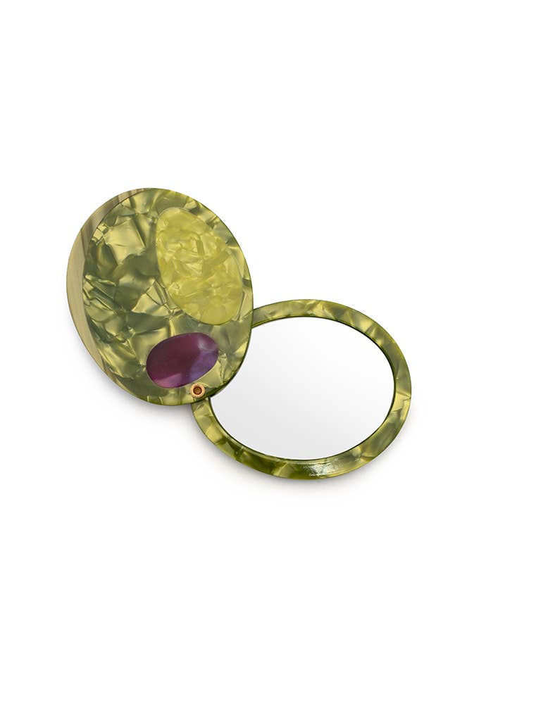 Folding Compact Mirror, Martini Olive