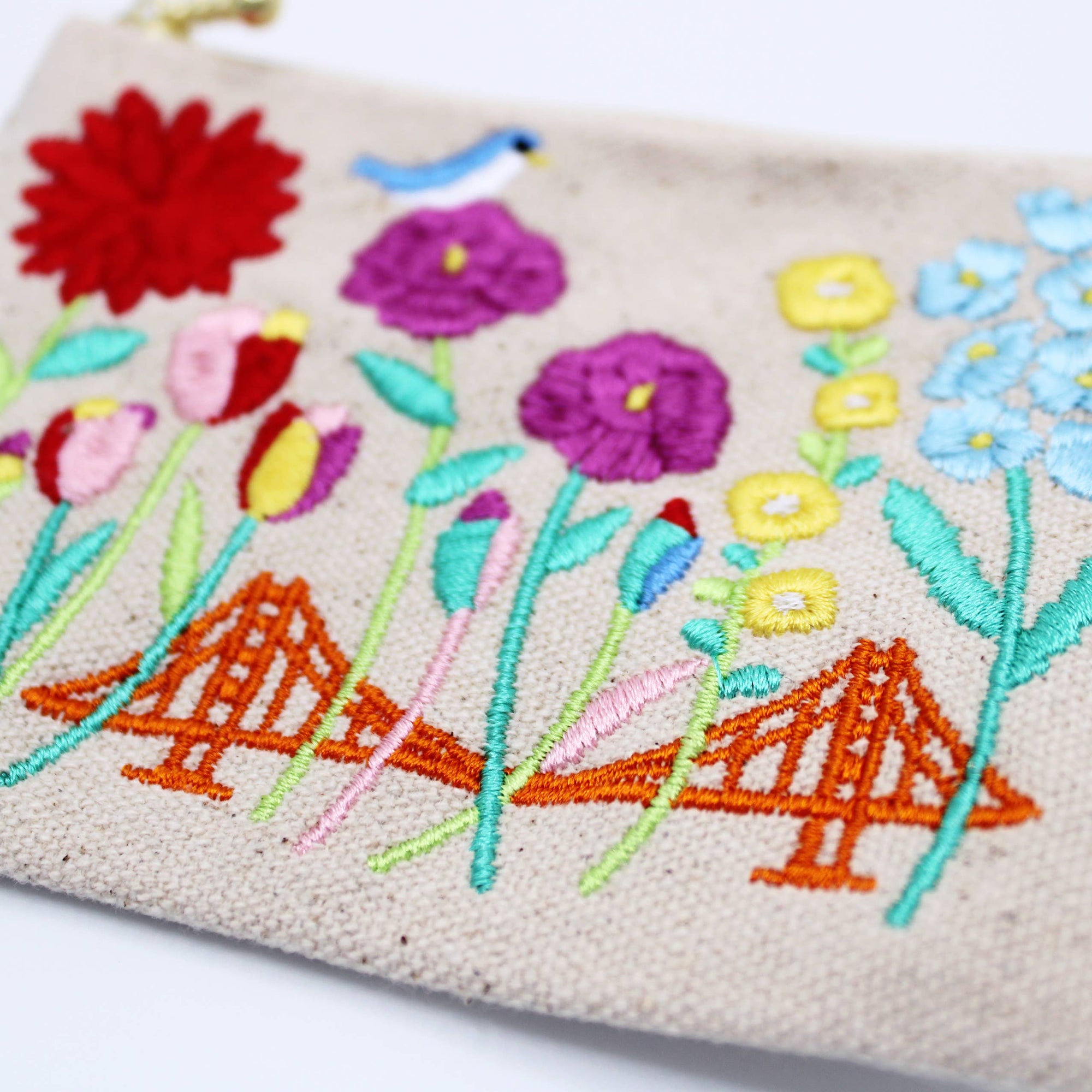 SF Flowers Embroidered Coin Purse