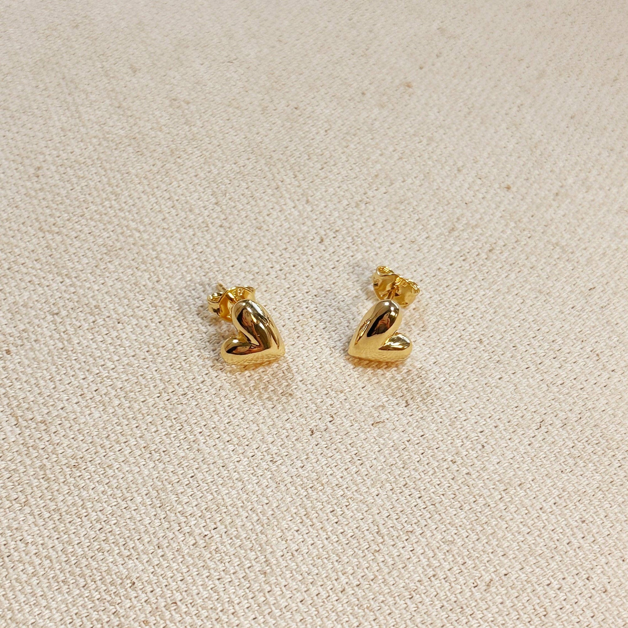 Heart Stud Earrings, 18k Gold Filled