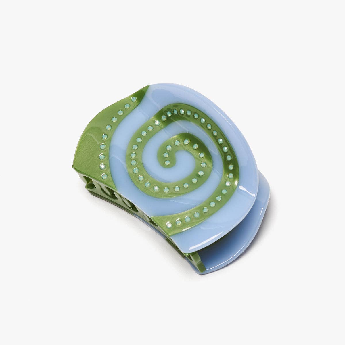 Laguna Blue and Green Spiral Rhinestone Hair Claw