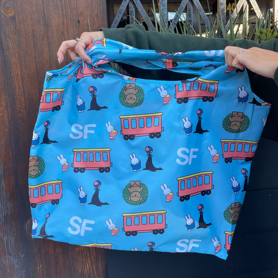 Miffy SF Reusable Tote, Icons Pattern, Light Blue