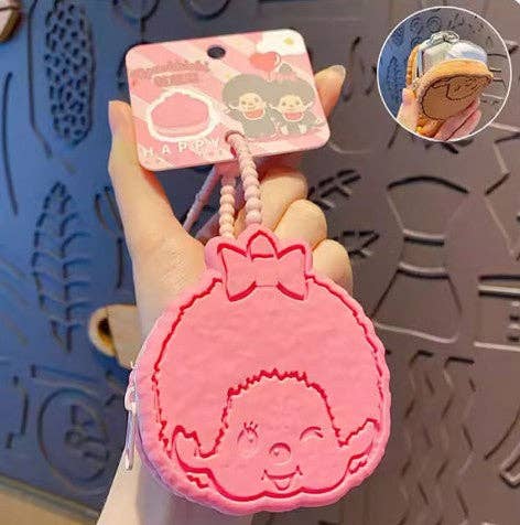 Monchhichi Cookie Mini Pouch Keychain, Pink