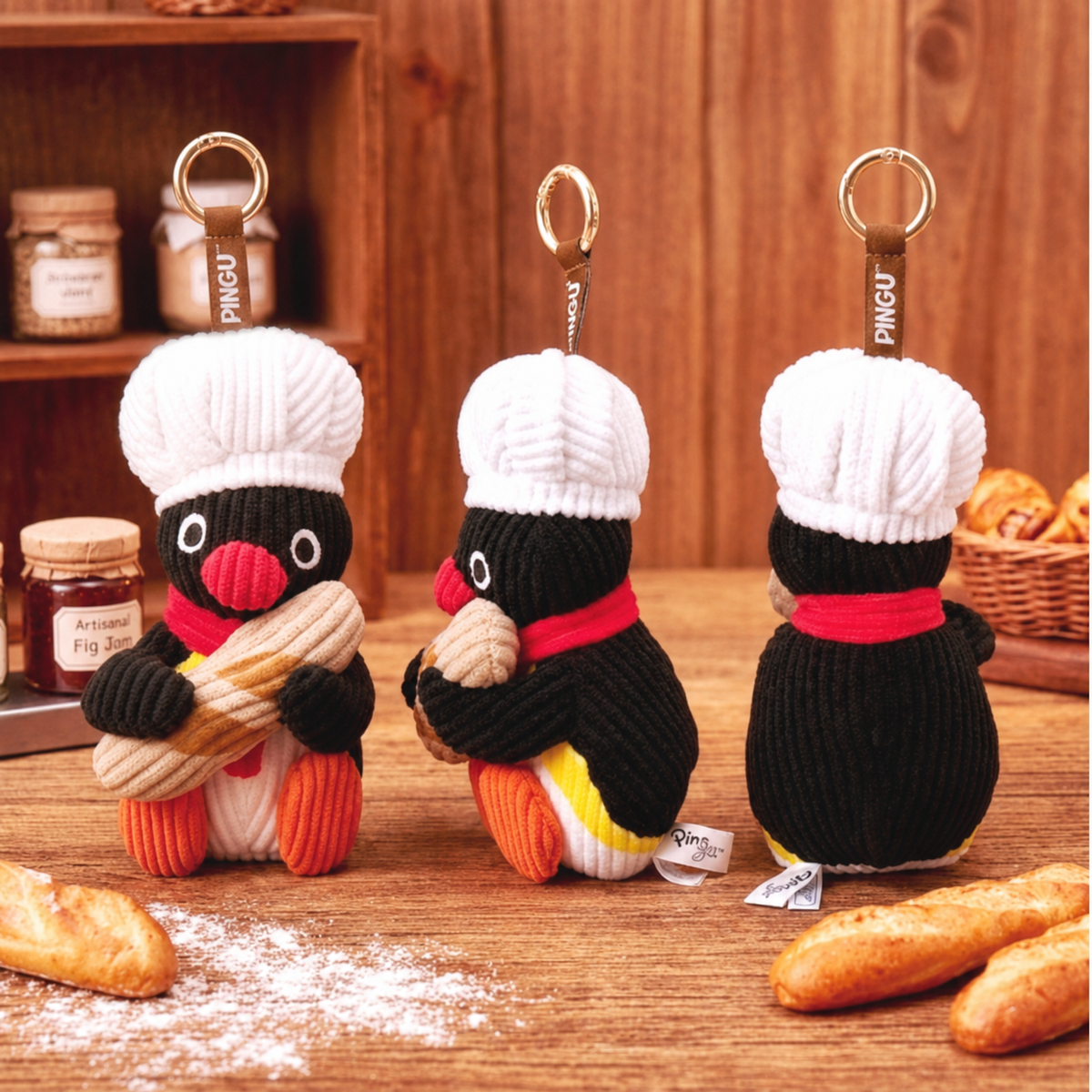Pingu Baguette Bakery Plush Bag Charm