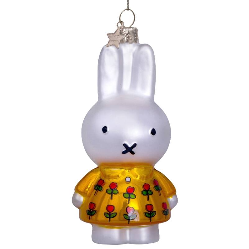 Miffy Yellow Tulip Dress Glass Ornament