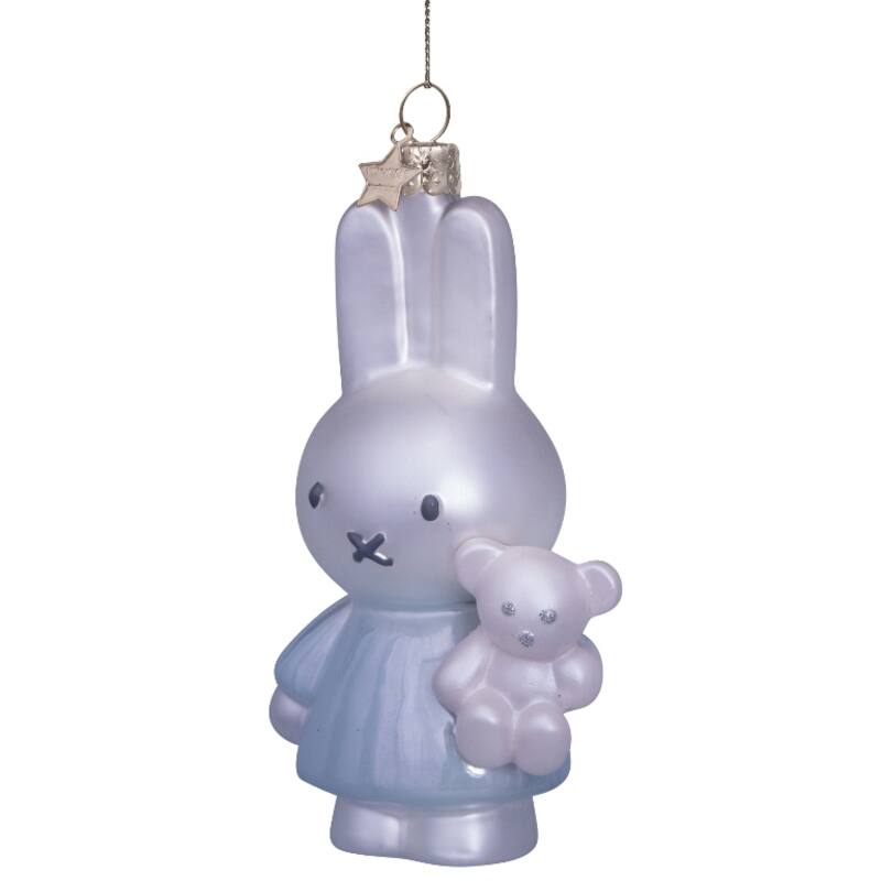 Miffy Baby Blue with Bear Glass Ornament