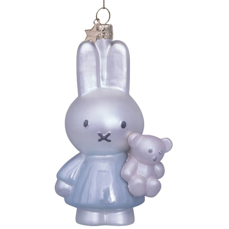 Miffy Baby Blue with Bear Glass Ornament