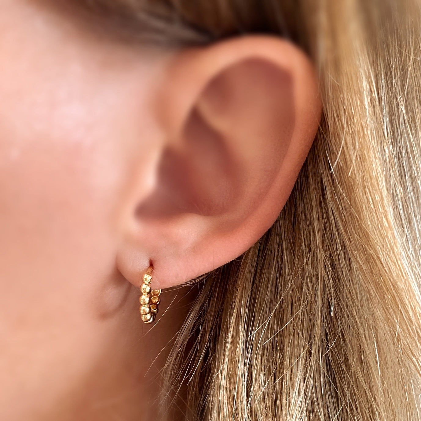 Beaded Clicker Earrings, 18k Gold Filled