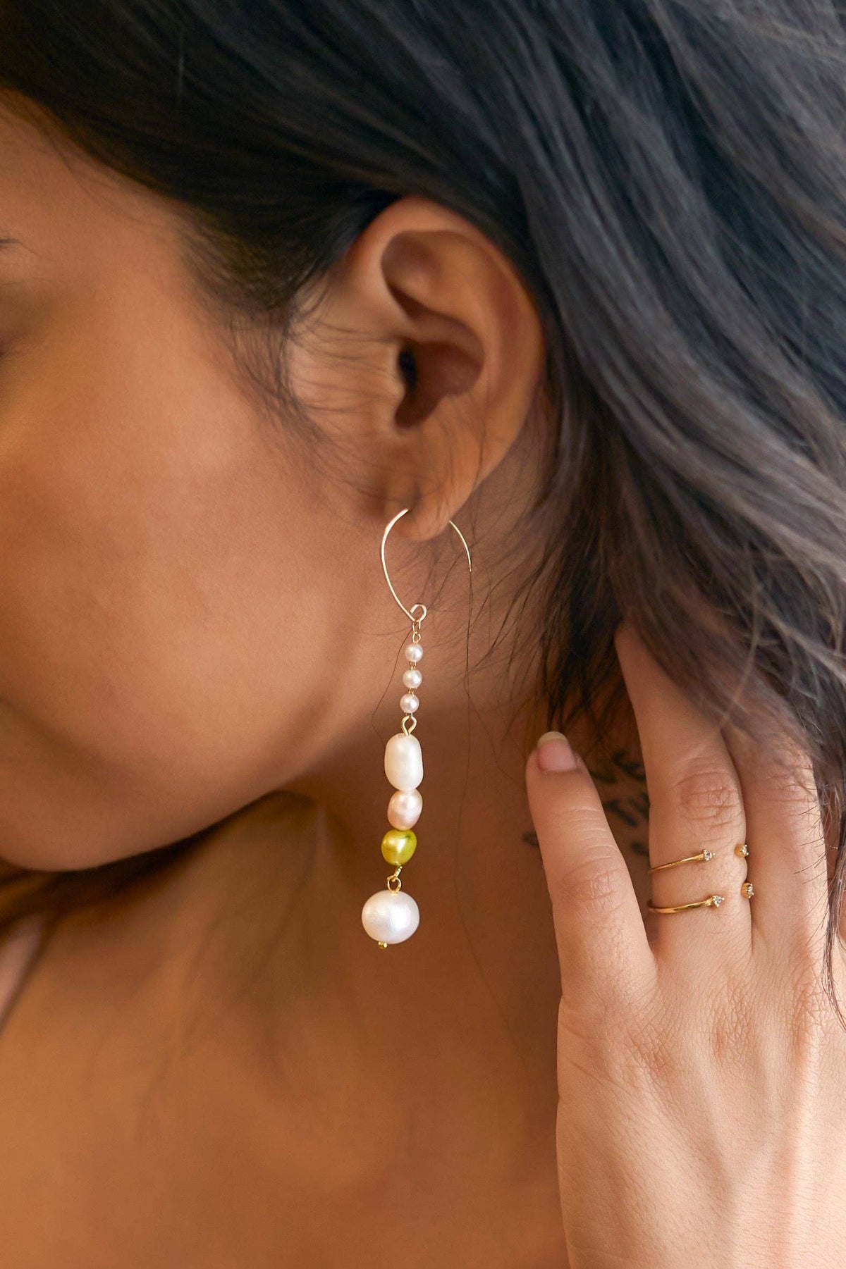 Pearl Drop Earrings, Gold