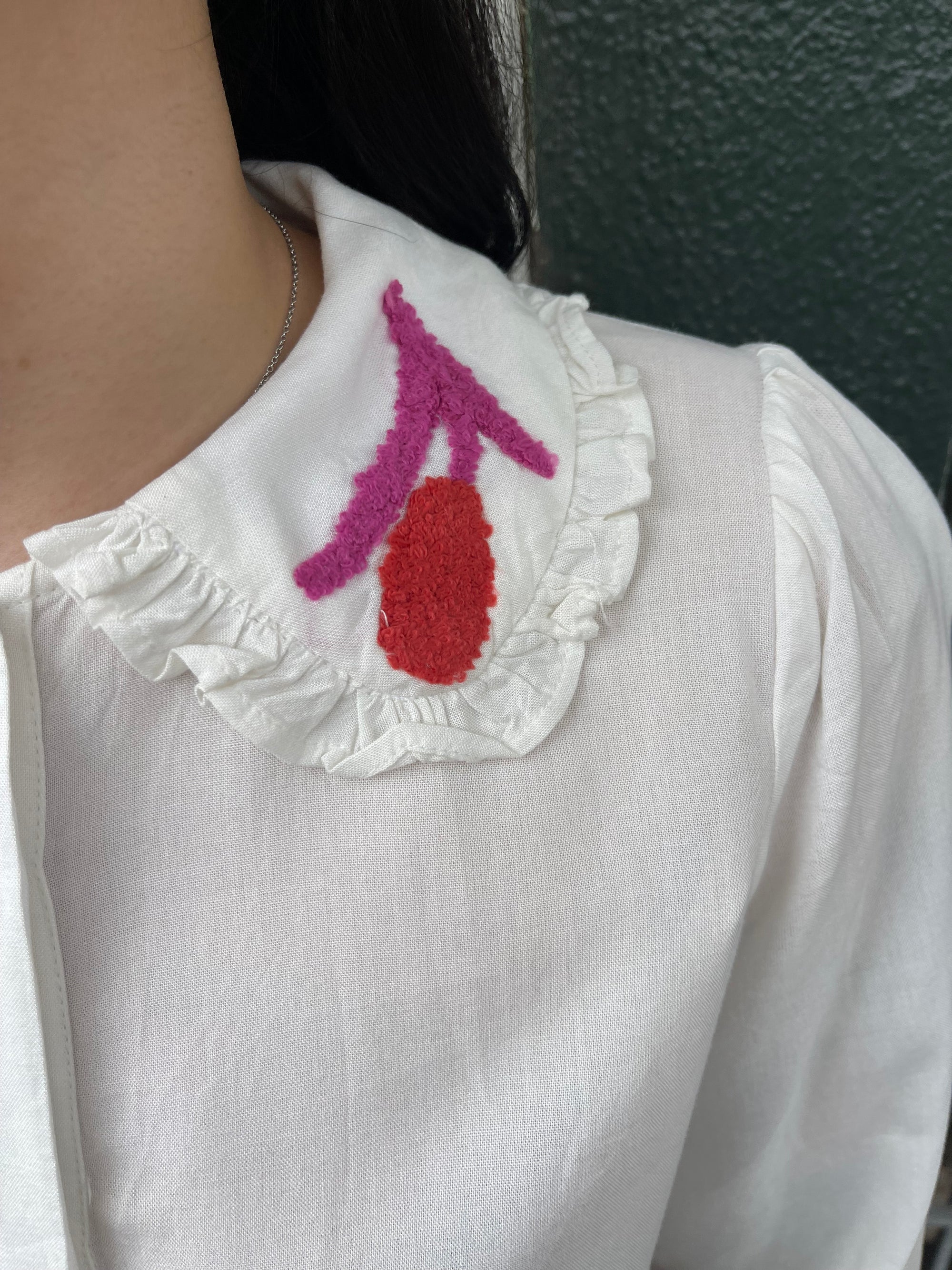 Embroidered Collar Button Up
