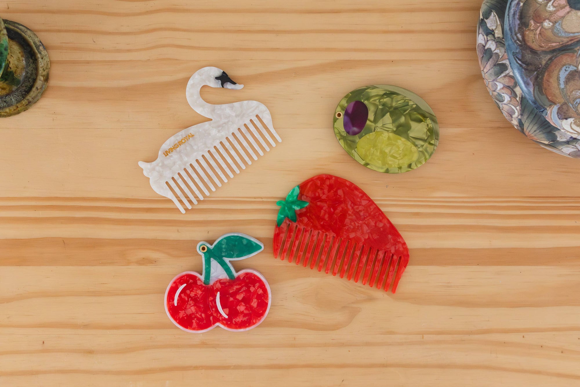 Wide-Tooth Mini Hair Comb, Swan