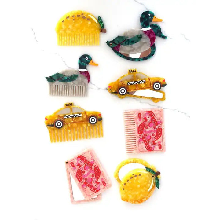 Wide-Tooth Mini Hair Comb, Mallard Duck
