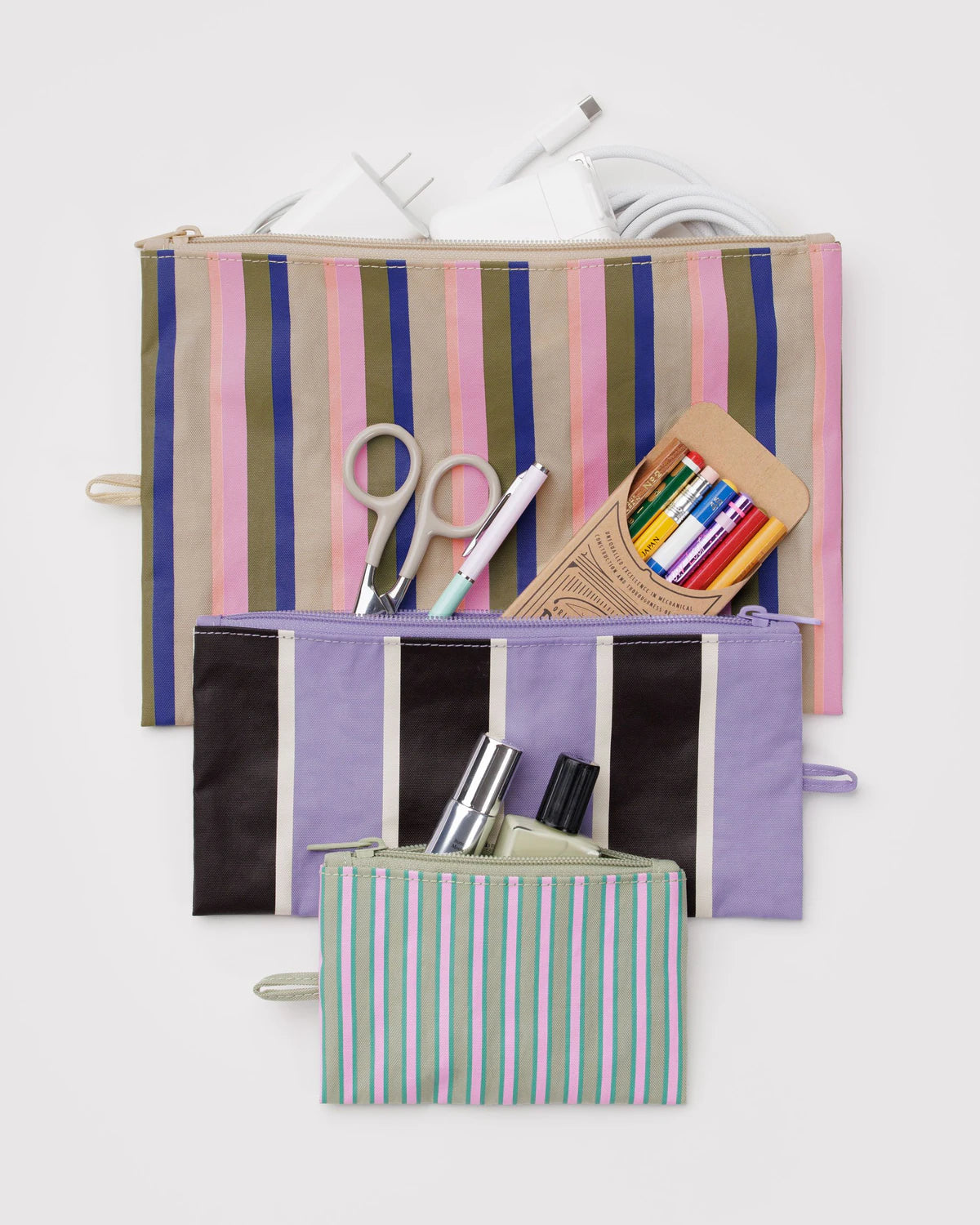 Flat Pouch Set, Candy Shop Stripe