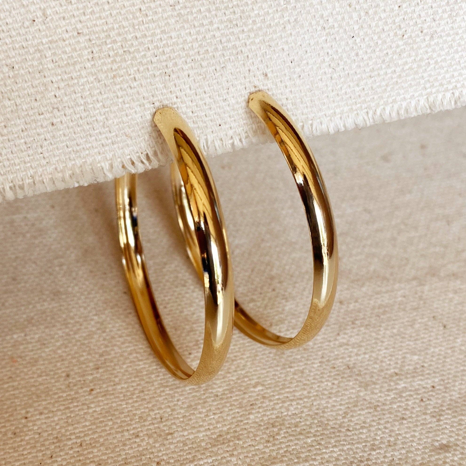 50mm C-Hoop Earrings, 18k Gold Filled