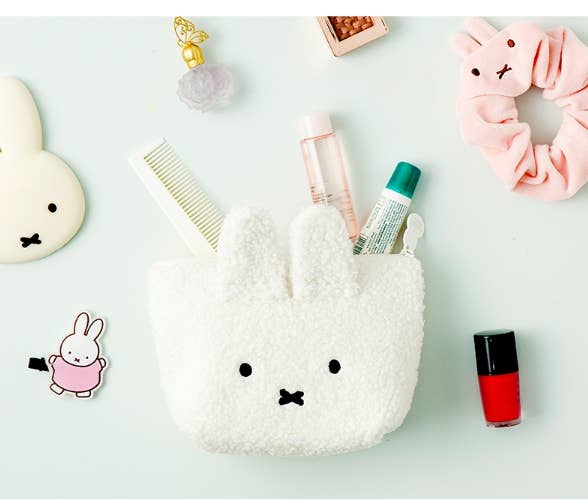 Miffy Face Fuzzy Cozy Pouch, White
