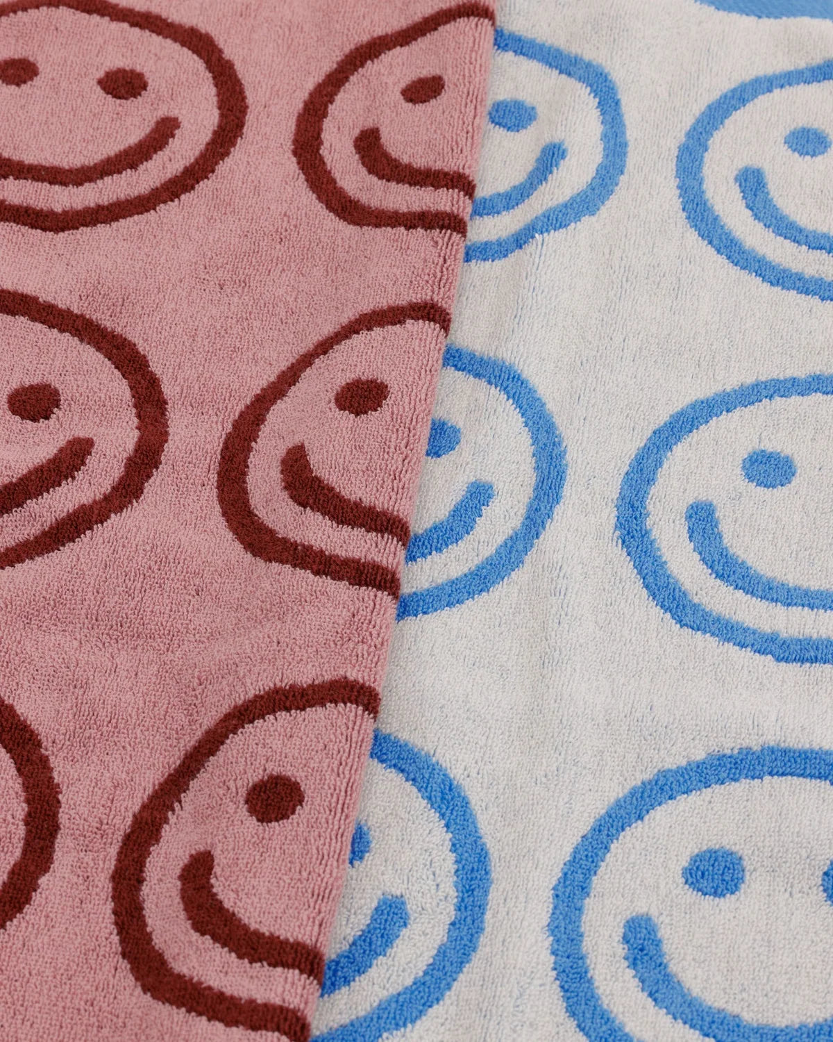Hand Towel Set of 2, Sky Blue and Blush Happy