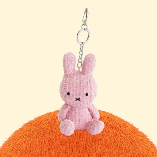 Miffy Tweed Plush Bag Charm Keychain, Cream