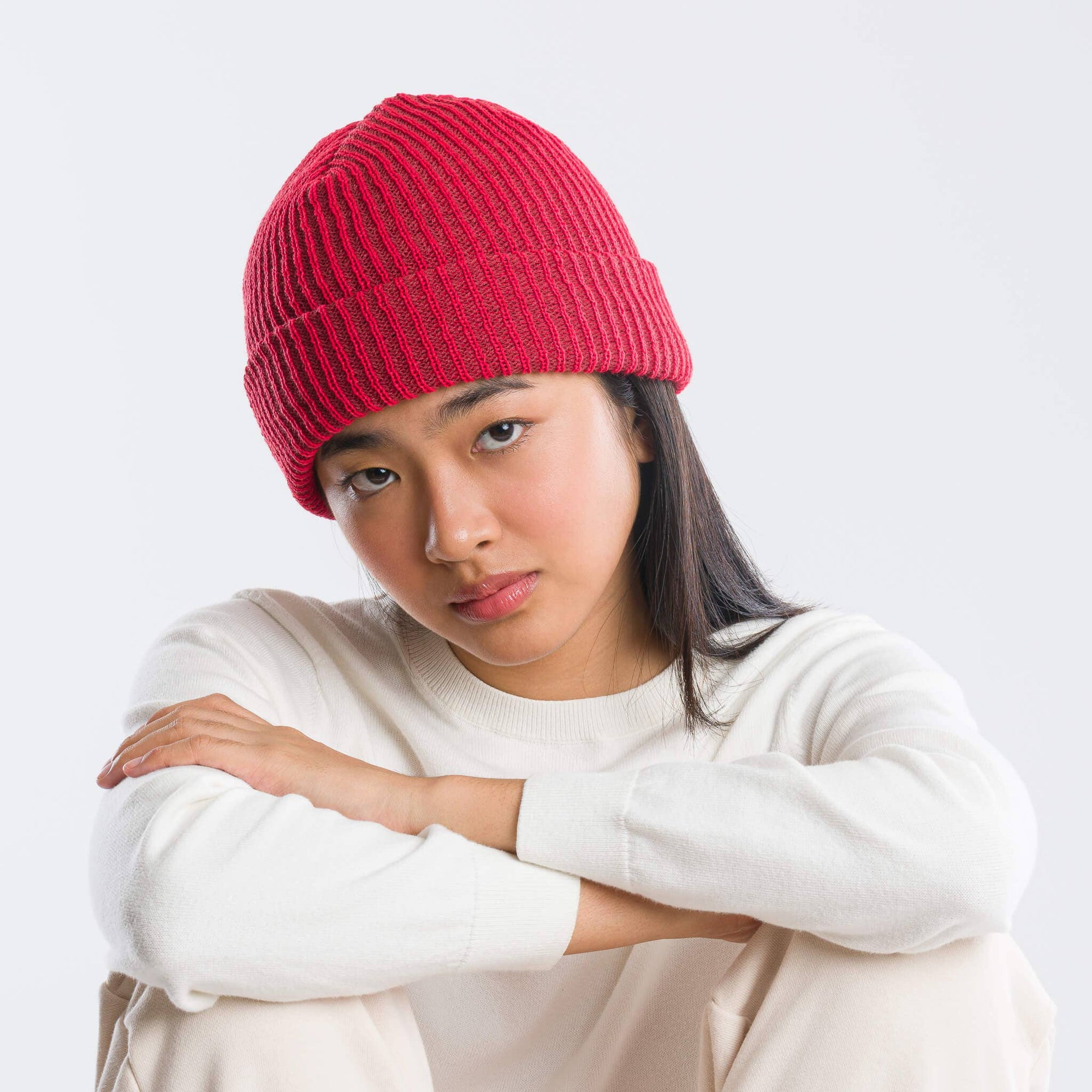 Simple Rib Beanie, Camel Poppy