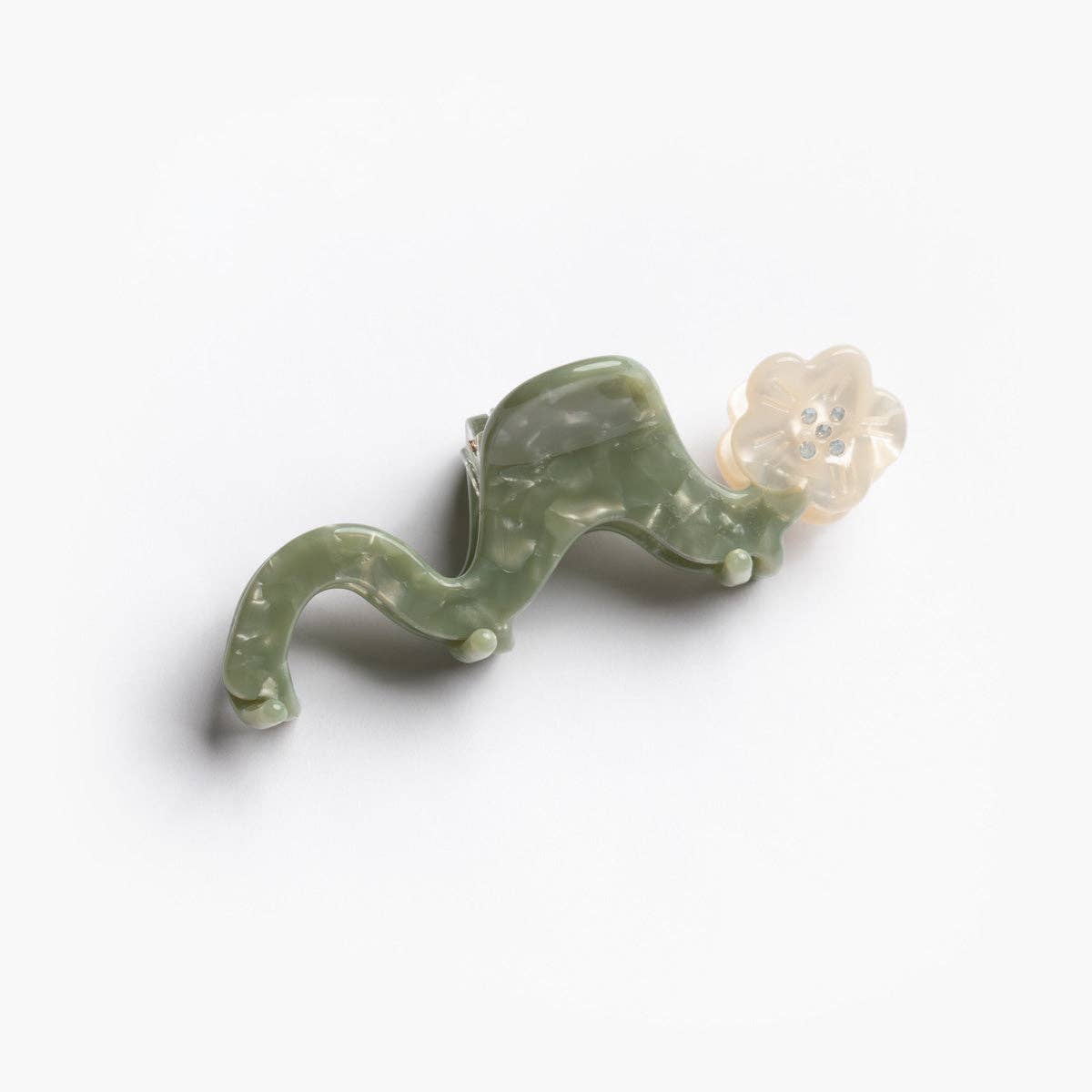 White Orange Blossom Flower Small Squiggle Hair Claw