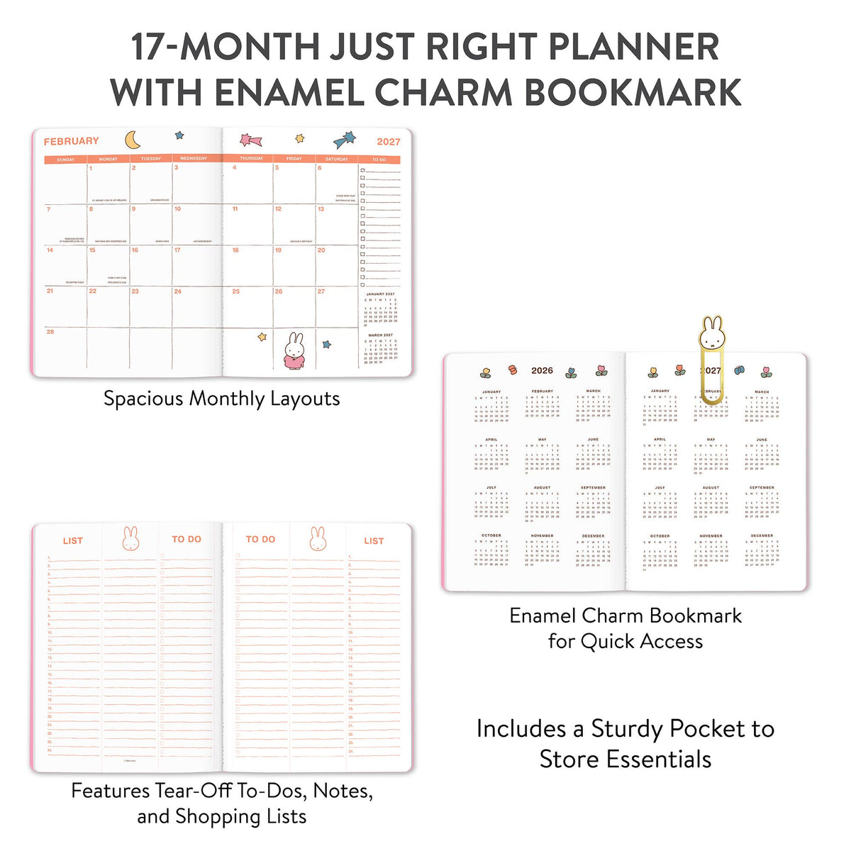 2027 Miffy A Year in Color Just Right Monthly Planner with Enamel Charm Bookmark