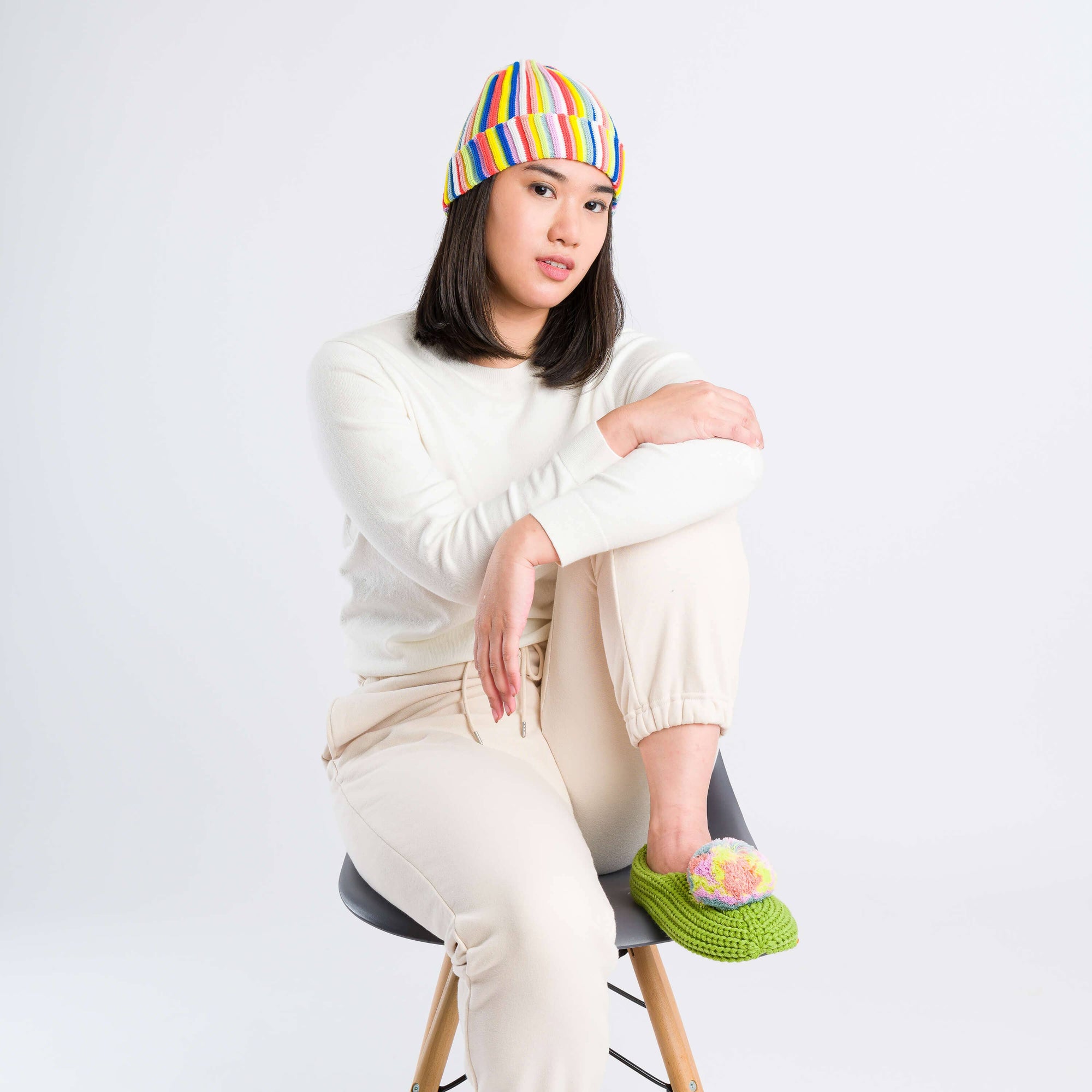Circus Stripe Beanie, Rainbow