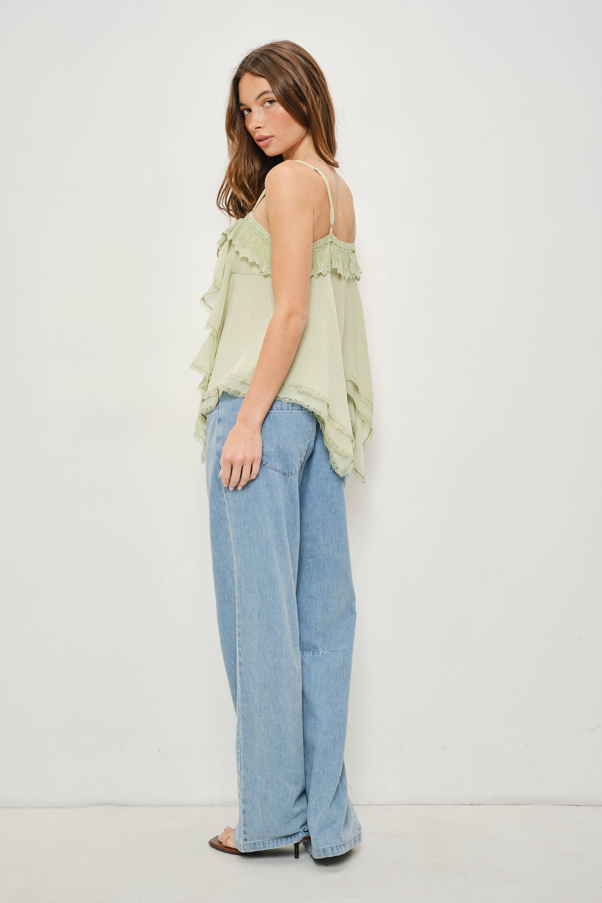 Flounce Cami, Light Sage