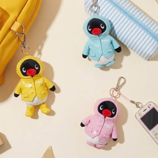 Pingu Raincoat Plush Keychain, Yellow