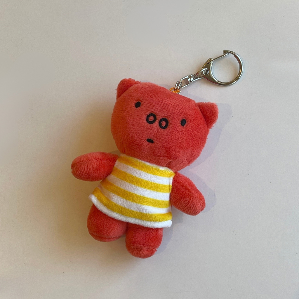 Miffy Plush Bag Charm, Poppy Pig in Yellow Stripe Swim Dress