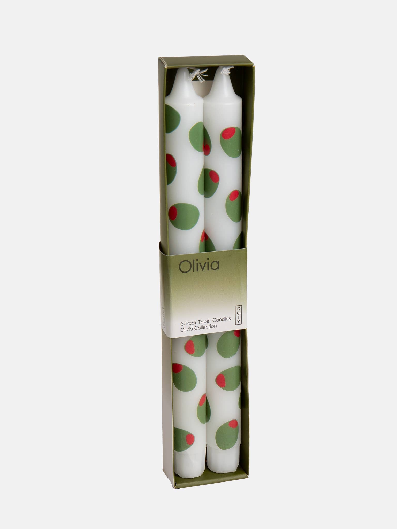 Olive Taper Candles, Set of 2