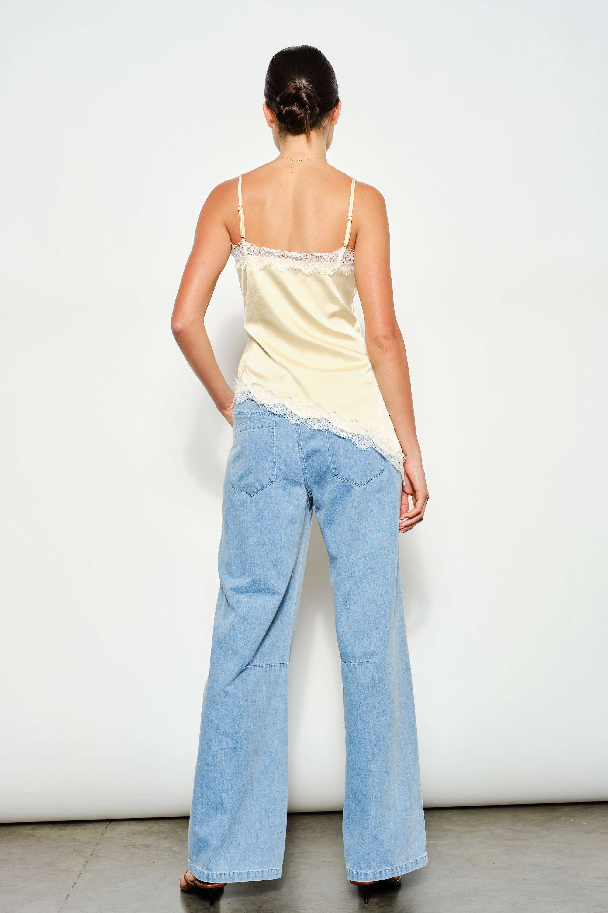 Asymmetrical Satin Cami, Butter Yellow