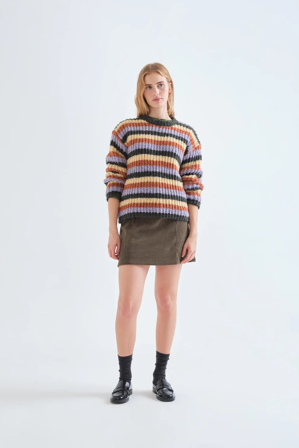 Multicolored Striped Pullover Sweater