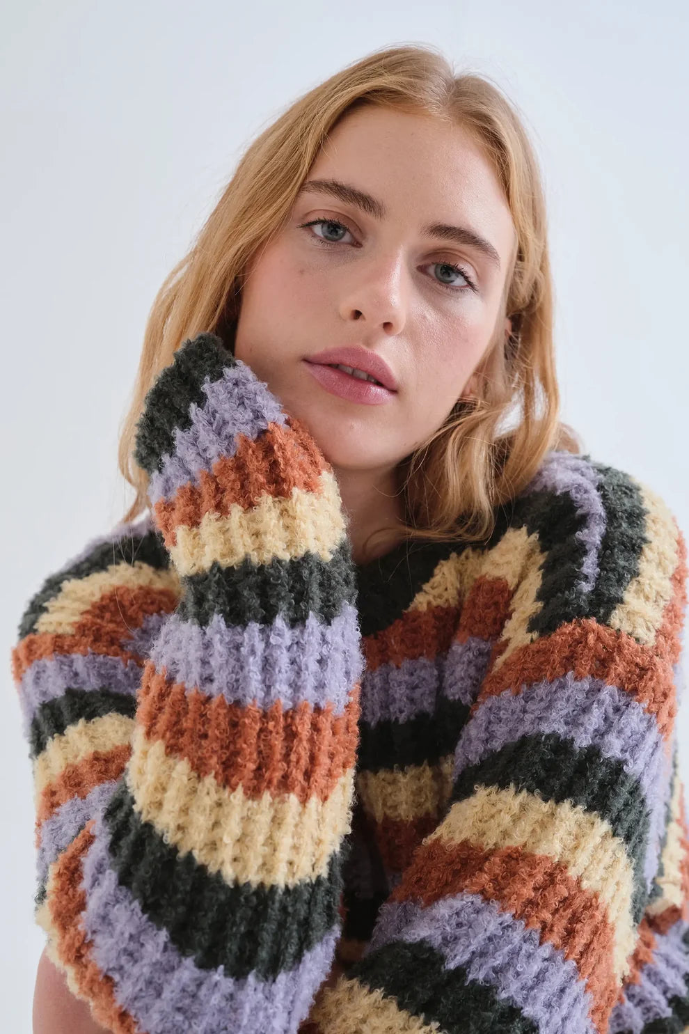 Multicolored Striped Pullover Sweater