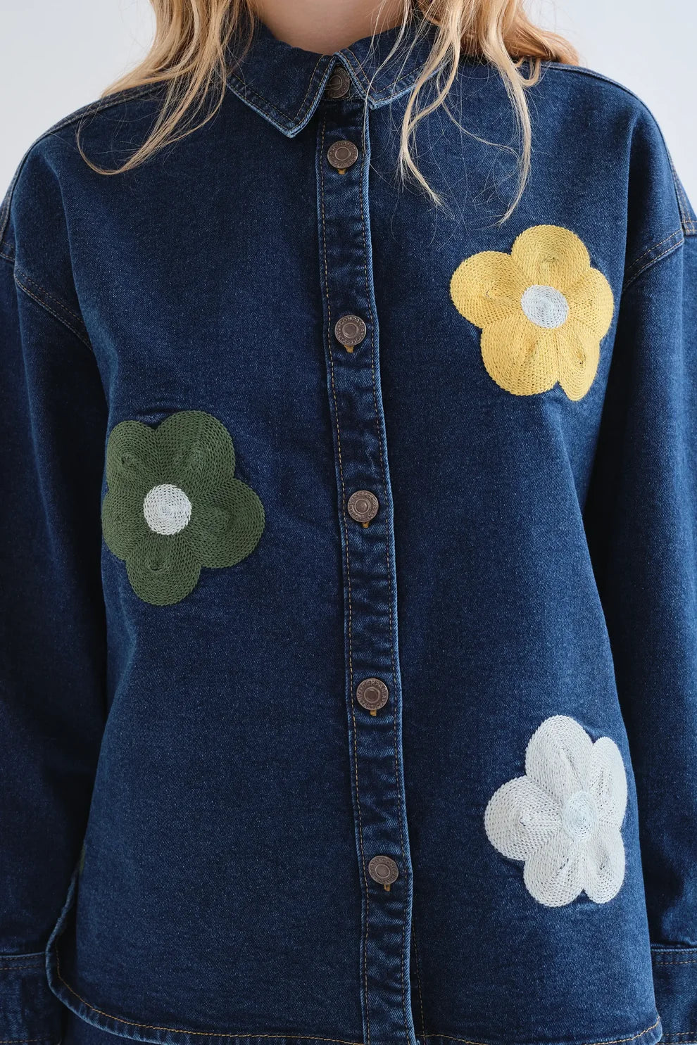 Denim Floral Top