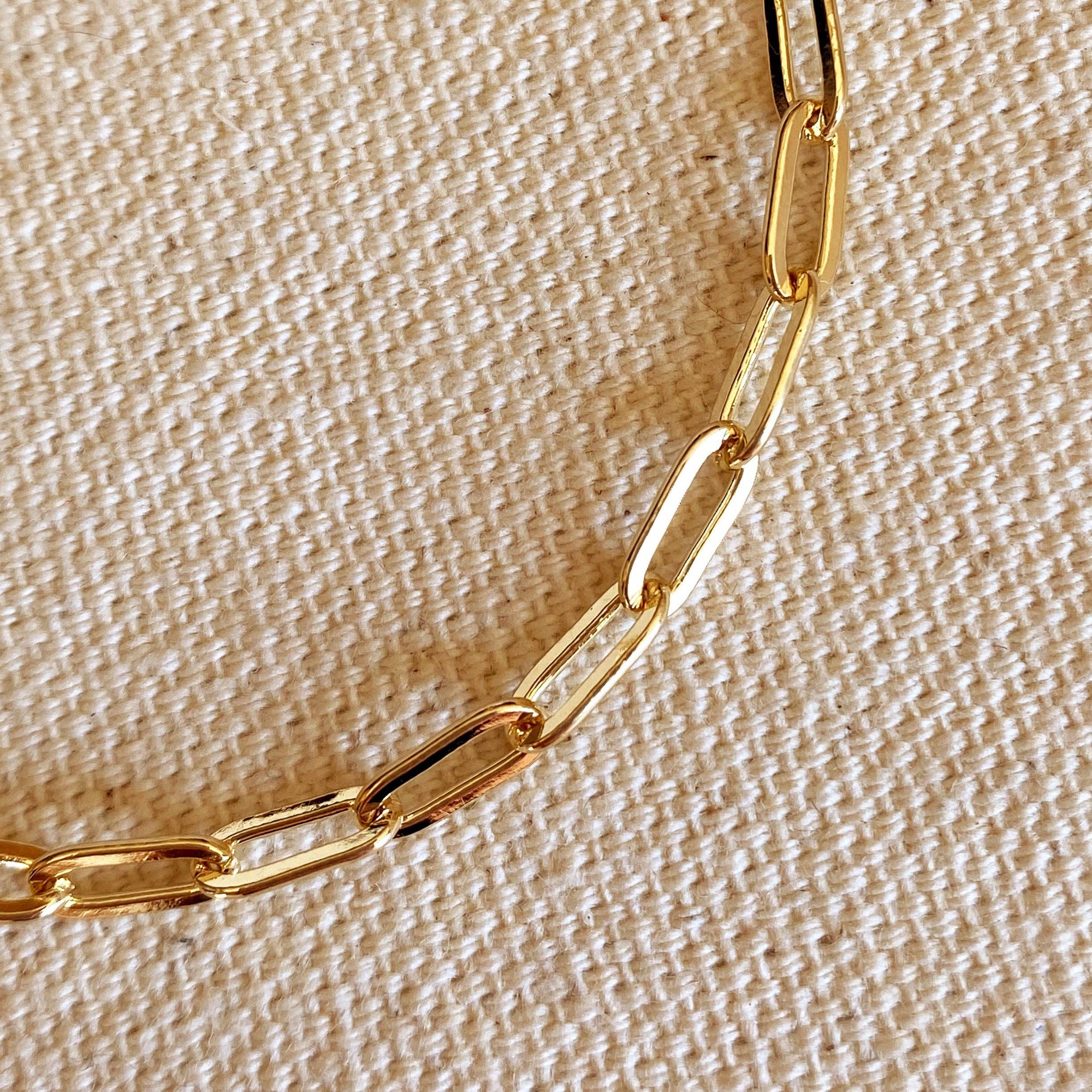 Short Link Paperclip Bracelet, 18k Gold Filled