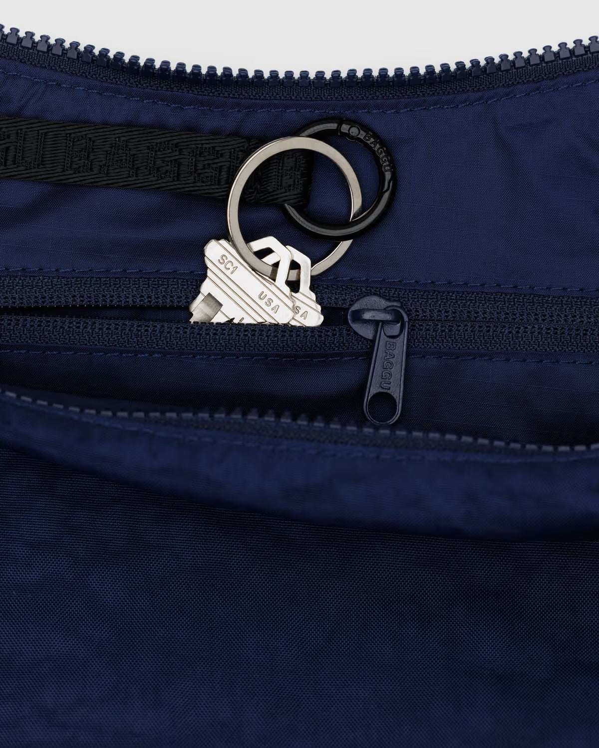 Medium Nylon Crescent Bag, Navy