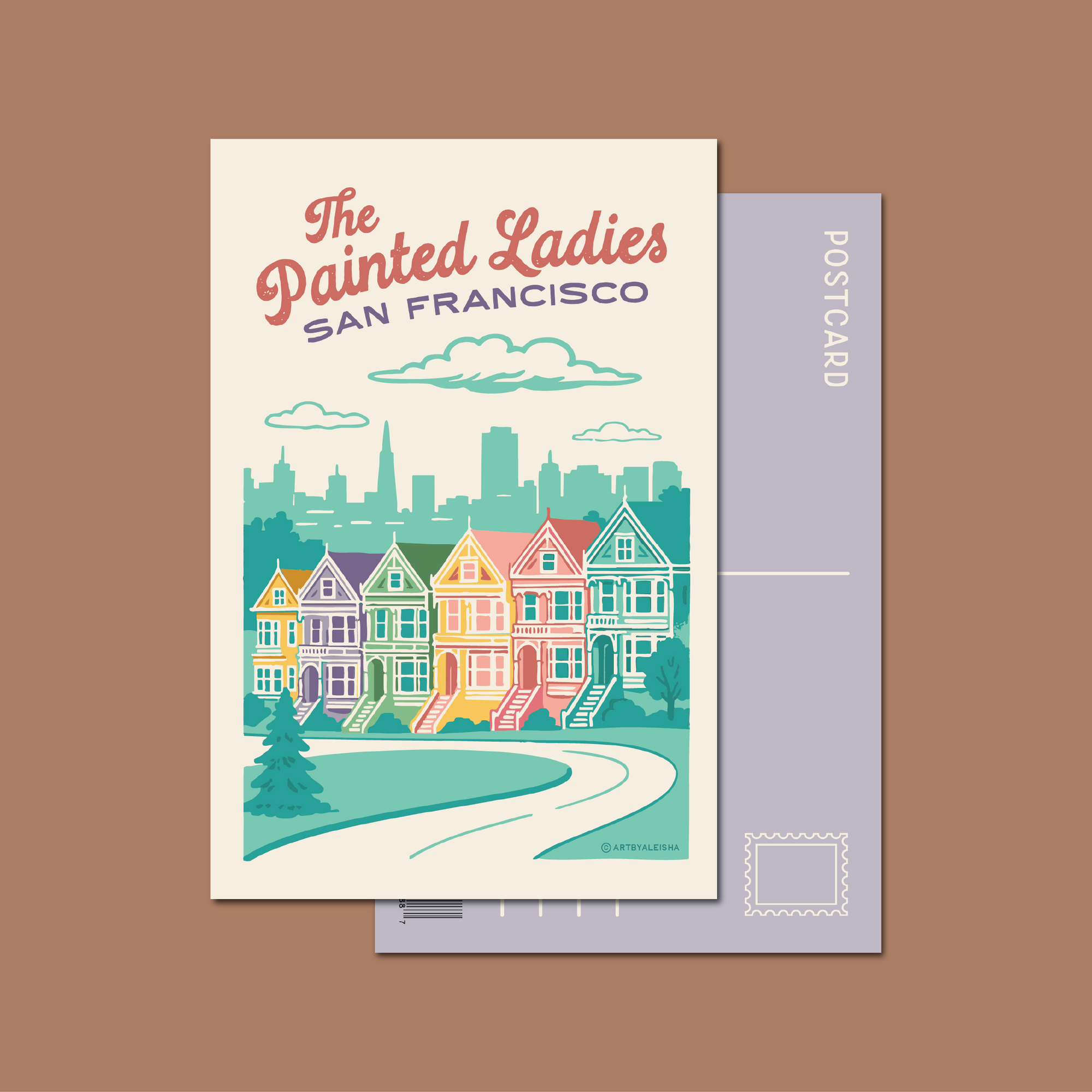 San Francisco Painted Ladies Retro Postcard