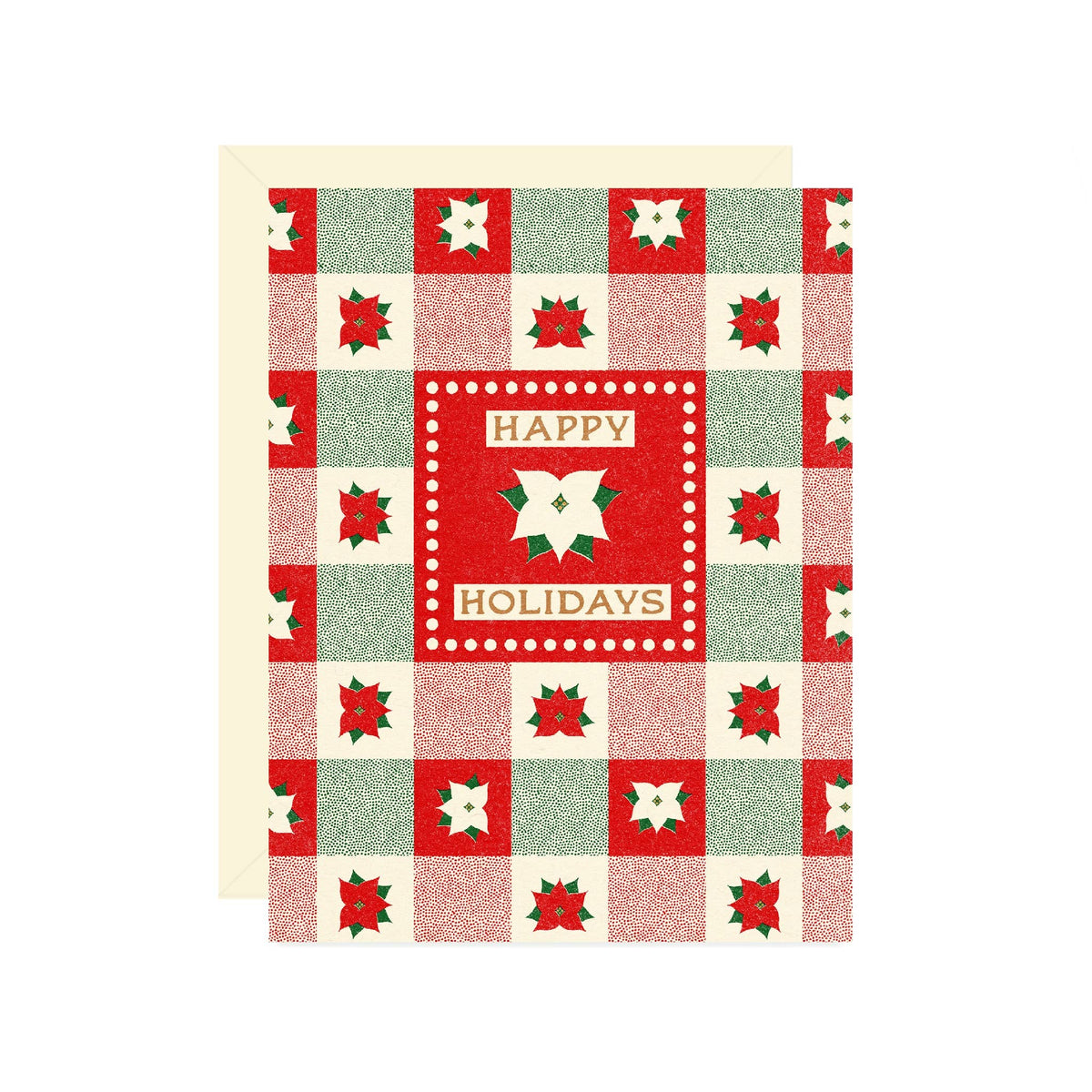 Poinsettia Plaid Card