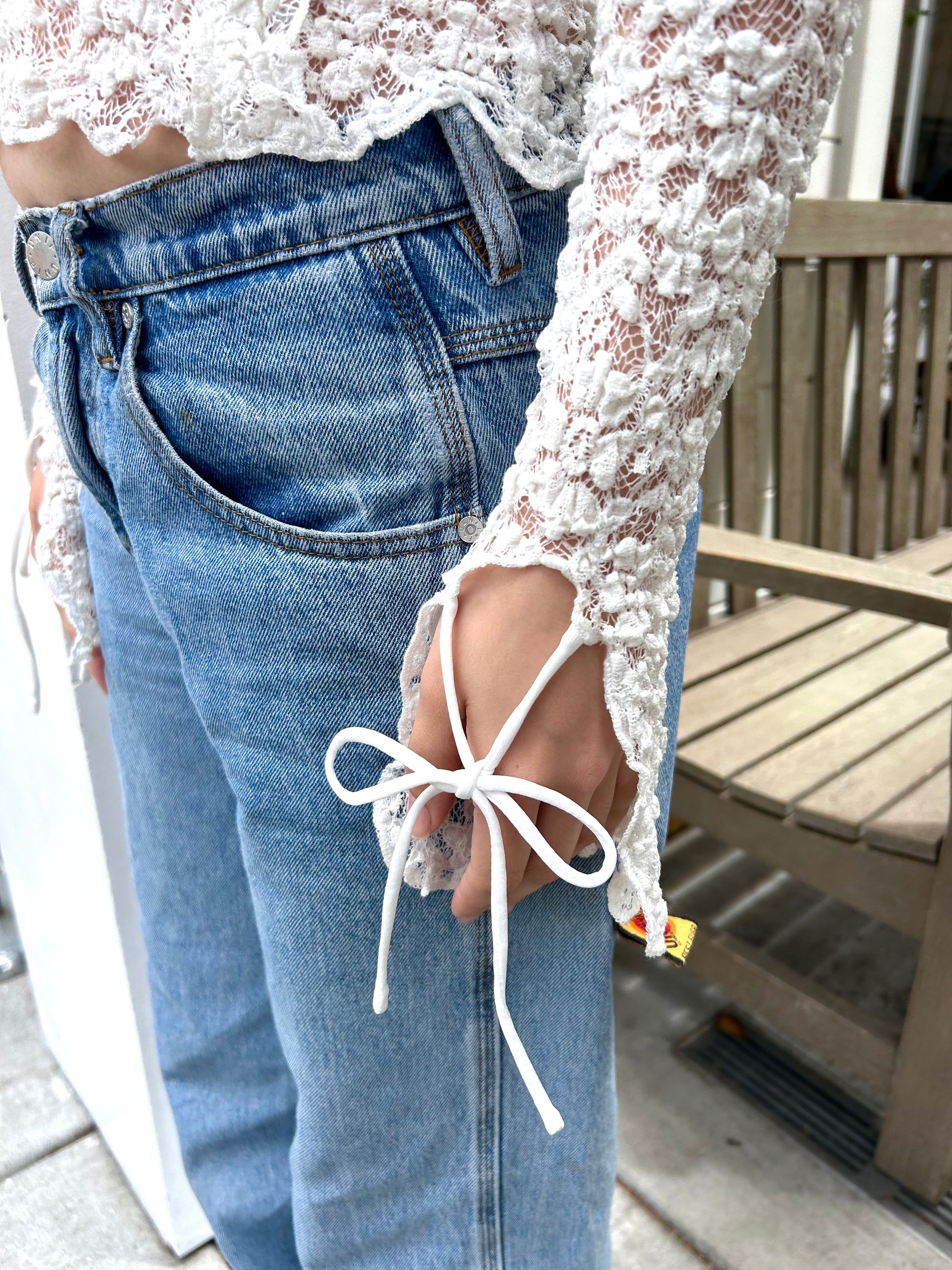 Lace Ruffled Top, Cream