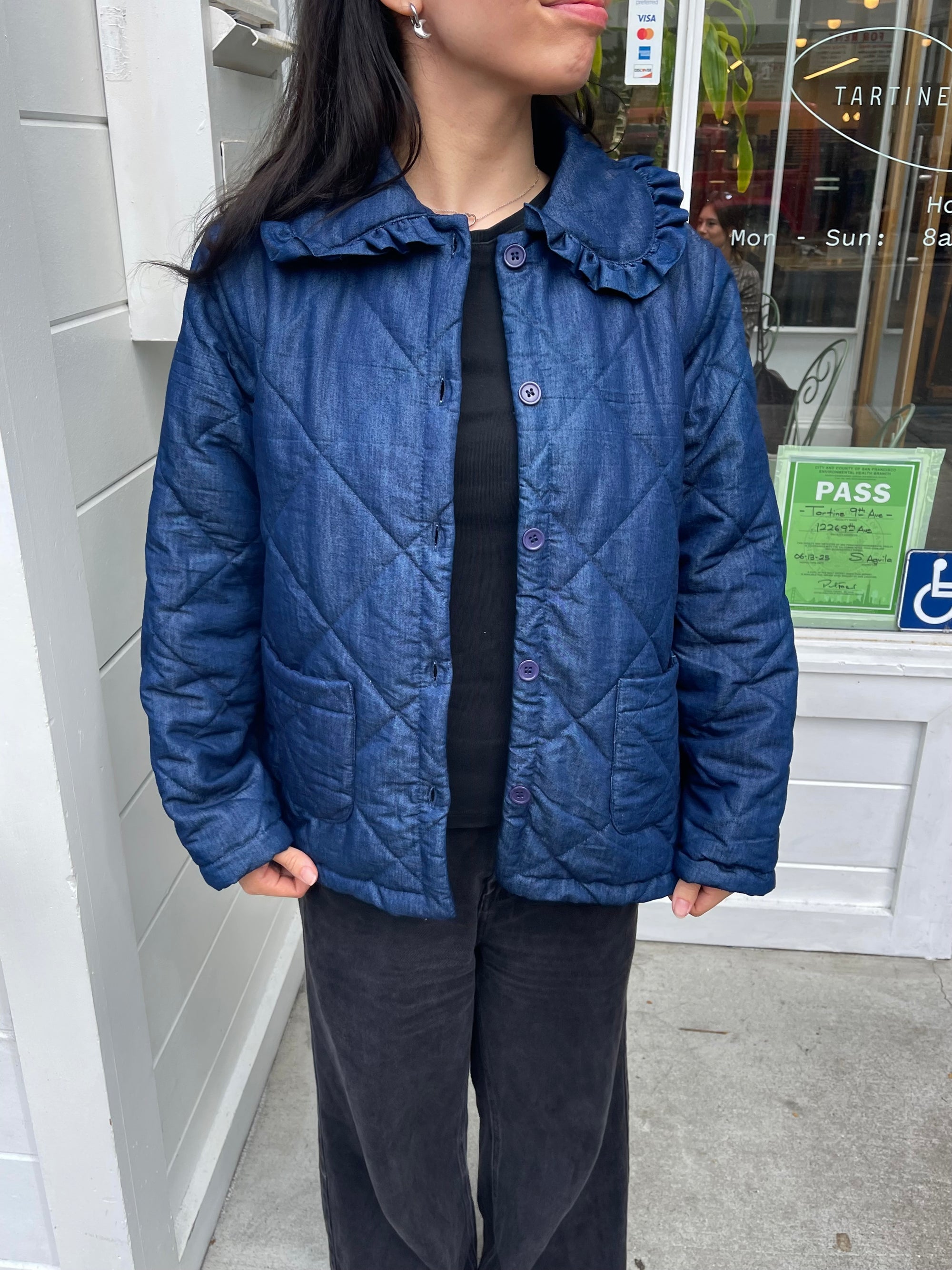 Ruffled Jacket, Blue/Denim