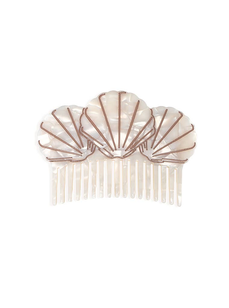 Wide-Tooth Mini Hair Comb, Seashells