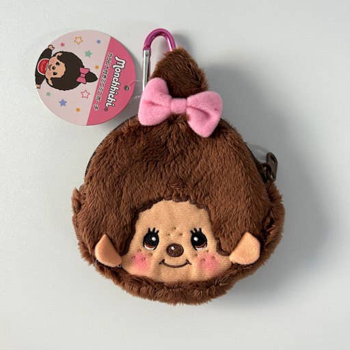 Monchhichi Carabiner Coin Pouch, Pink Bow
