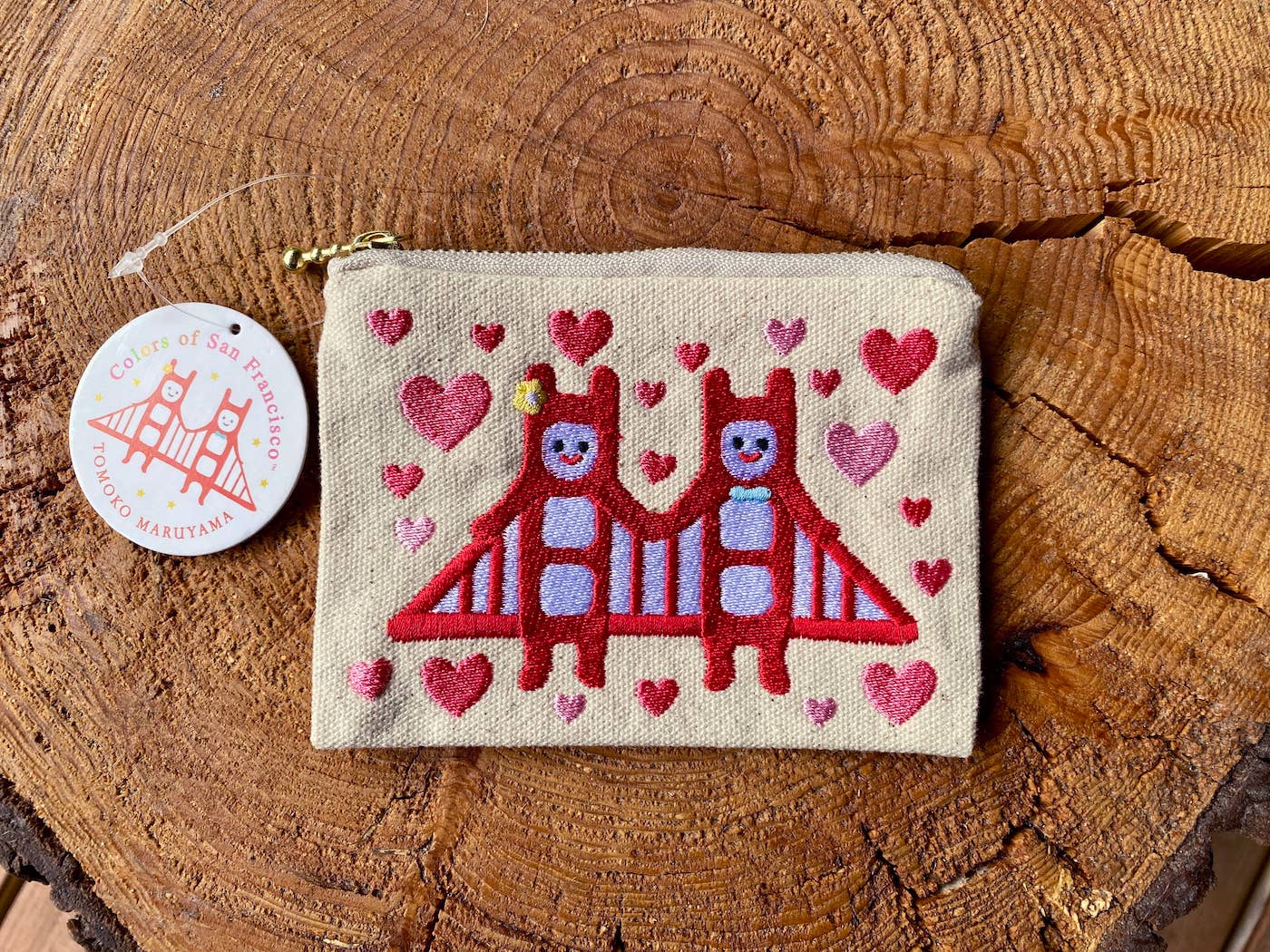 Embroidered Golden Gate Twins Coin Purse