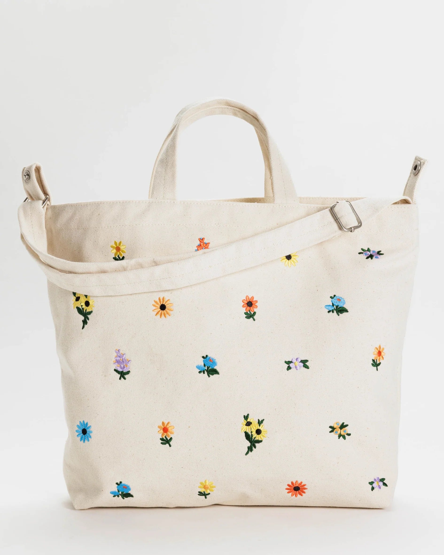 Horizontal Zip Duck Bag, Embroidered Ditsy Floral