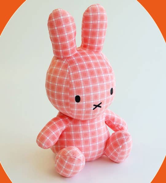 Miffy Classic Check Plush Doll, 30cm, Pink
