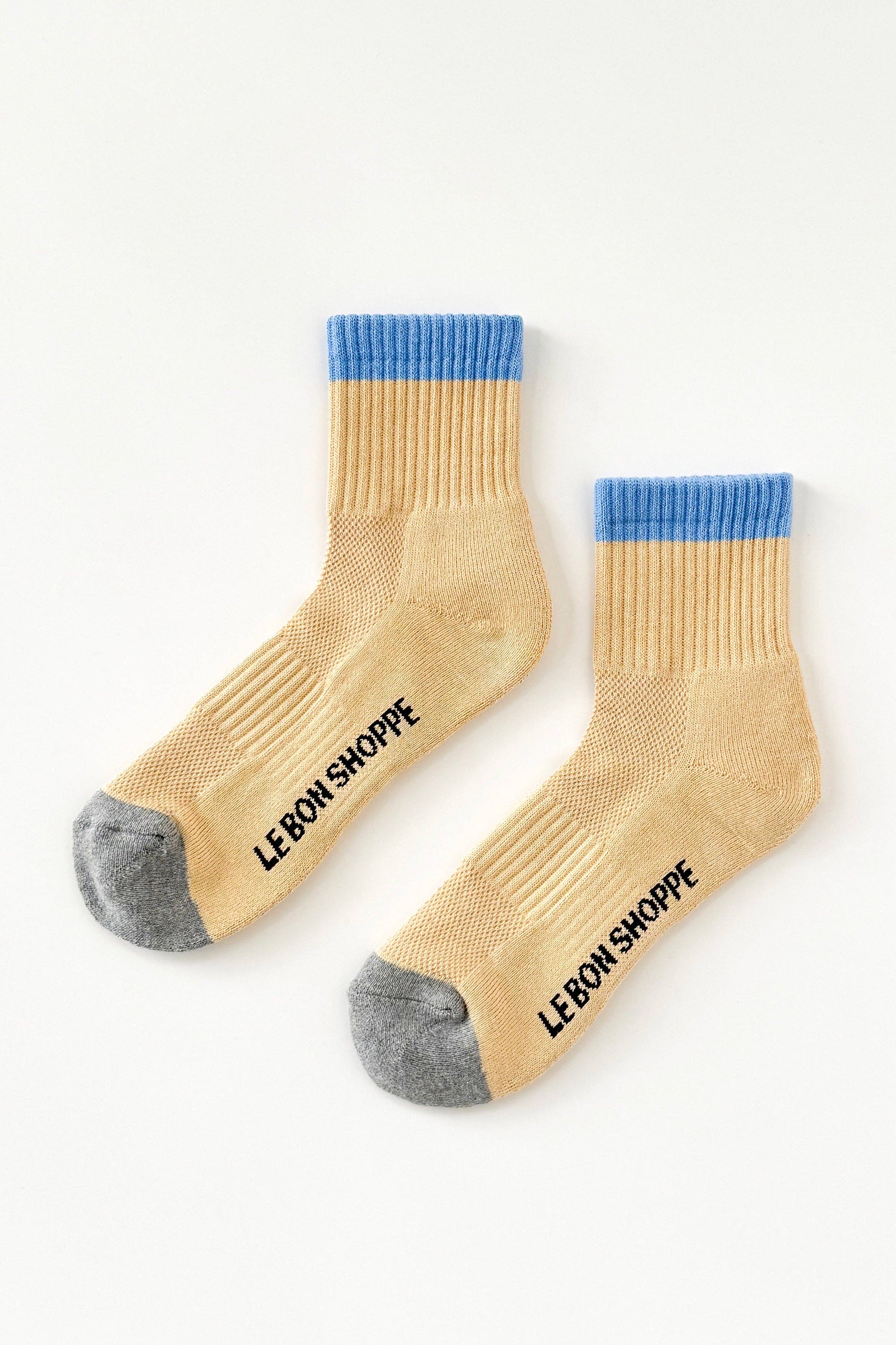 Color Block Girlfriend Socks, Yellow Blue