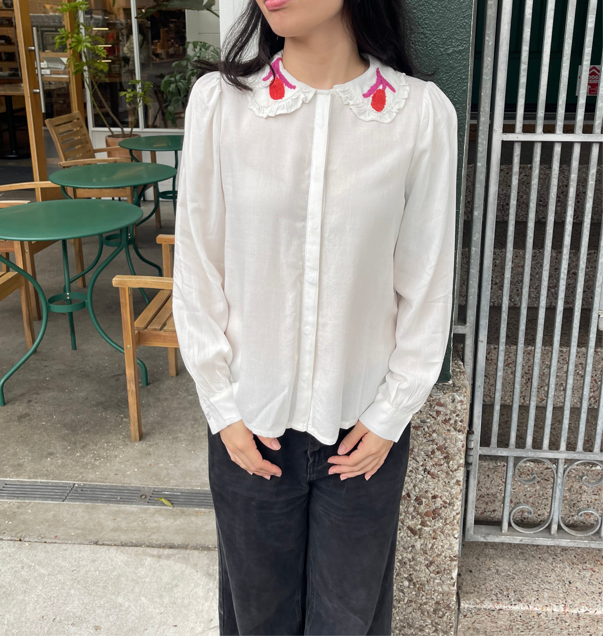 Embroidered Collar Button Up