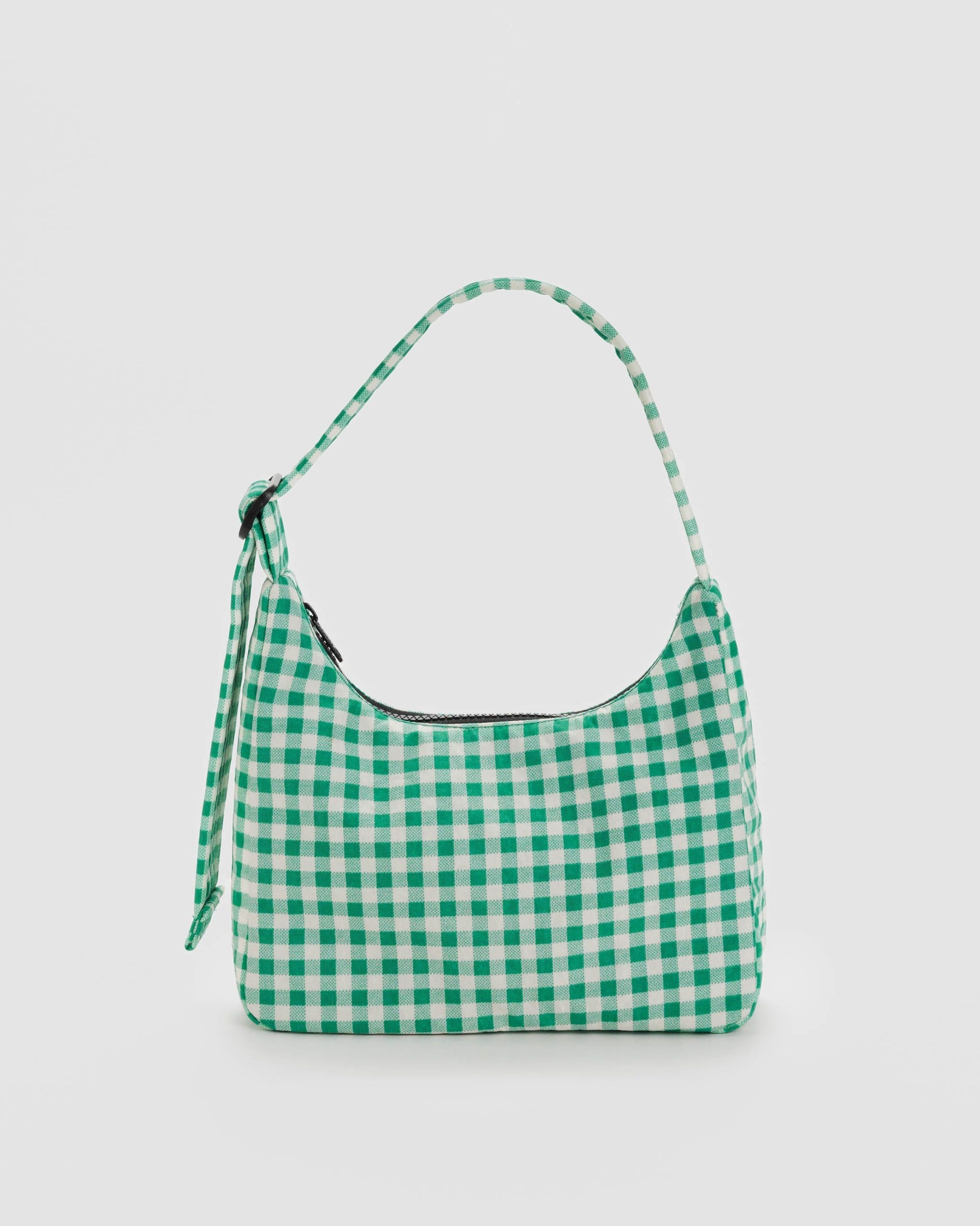 Mini Nylon Shoulder Bag, Green Gingham